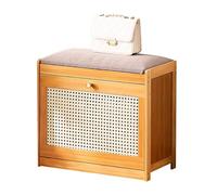 Banco de almacenamiento de zapatos de 2 niveles, entrada de madera con puertas de malla, gabinete de almacenamiento de estante para zapatos para pasillo, puerta de entrada, sala de estar, vestíbulo
