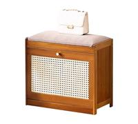 Banco de almacenamiento de zapatos de 2 niveles, estantes de madera para entrada con puertas de malla, estante de almacenamiento para zapatos para pasillo, puerta delantera, puerta, sala de estar