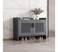 Banco de almacenamiento de zapatos de aluminio resistente a la intemperie para entrada, duradero y resistente, ideal para pasillo, patio, uso en interiores, gris, 70 x 36 x 55 cm, ahorro de espacio