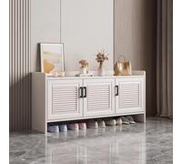 Banco de almacenamiento de zapatos de aluminio resistente a la intemperie para entrada, muebles de pasillo duraderos y resistentes, uso en interiores y exteriores, color blanco, 120 x 36 x 55 cm