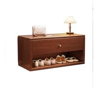 Banco de almacenamiento de zapatos de entrada con asiento otomano, color nogal, estante de 60 cm para puerta delantera, dormitorio, armario, sala de estar, pasillo, banco de zapatos para extremo de la