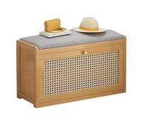 Banco de almacenamiento de zapatos de madera con armario de 2 niveles con puertas, elegante zapatero para pasillo, sala de estar, vestíbulo, diseño que ahorra espacio