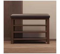 Banco de almacenamiento de zapatos de madera con asiento de piel sintética, banco de entrada para pasillo y sala de estar, capacidad para 4-8 pares de zapatos, disponible en tamaños de 60/80/100/120 x
