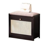 Banco de almacenamiento de zapatos de madera de 2 niveles con puertas de malla, elegante zapatero de entrada, ahorro de espacio, armario para pasillo, sala de estar, vestíbulo, puerta delantera