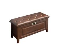 Banco de almacenamiento de zapatos de madera maciza con cajones plegables y cojín de asiento, zapatero independiente para armario y pasillo, acabado de nogal, 39 x 14 x 18 pulgadas