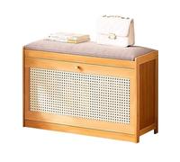 Banco de almacenamiento de zapatos de madera para entrada con puertas de malla y zapatero para pasillo, puerta delantera, sala de estar, vestíbulo, estante de zapatos de 2 niveles