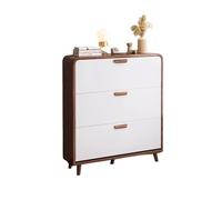 Banco de almacenamiento de zapatos, diseño moderno independiente con 3 cajones abatibles, ahorro de espacio delgado para entrada o sala de estar