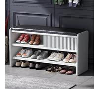 Banco de Almacenamiento de Zapatos Moderno, Banco de Entrada de Madera con cojín de Cuero, Banco de Zapatos tapizado, gabinete de Zapatos, Organizador de Zapatos de Pasillo, Mueble