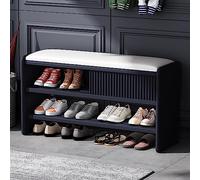 Banco de Almacenamiento de Zapatos Moderno, Banco de Entrada de Madera con cojín de Cuero, Banco de Zapatos tapizado Gabinete de Zapatos Pasillo Organizador de Zapatos Mueble-Asien