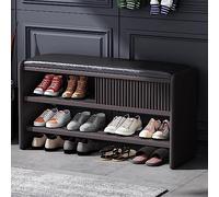 Banco de Almacenamiento de Zapatos Moderno, Banco de Entrada de Madera con cojín de Cuero, Banco de Zapatos tapizado Gabinete de Zapatos Pasillo Organizador de Zapatos Mueble-Asien