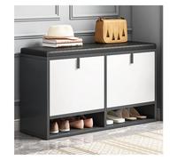 Banco de almacenamiento de zapatos moderno tapizado con zapatero con zapatero nórdico de madera maciza para pasillo, simple y elegante, taburete cambiador de zapatos para el hogar (blanco)