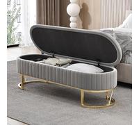 Banco de almacenamiento, elegante taburete tapizado para dormitorio, entrada y sala de estar, diseño que ahorra espacio con patas doradas