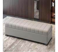 Banco de almacenamiento gris claro con organizador de zapatos, elegante asiento de entrada y reposapiés otomano, 47 pulgadas de largo para pasillo y sala de estar, diseño funcional y moderno