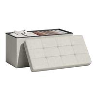 Banco de almacenamiento HOMCOM, puf de almacenamiento, 76x38x38 cm, 84L, plegable, para pie de cama, reposapiés, con tapa, para conductor