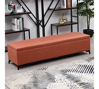 Banco de almacenamiento industrial con tapa abatible tapizado para zapatos, asiento acolchado y estante de cama, taburete de 47.2 x 15.7 x 15.7 pulgadas, perfecto para almacenamiento de entrada y