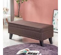 Banco de almacenamiento marrón oscuro para zapatos, reposapiés otomano, banco de almacenamiento para sala de estar, dormitorio, entrada (150 x 45 x 40 cm)