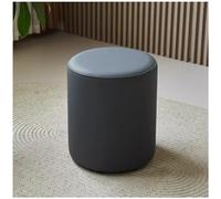 Banco de almacenamiento minimalista redondo de piel sintética, elegante zapatero y taburete de maquillaje para dormitorio, versátil asiento de entrada, moderno acento de piel para decoración del hogar