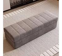 Banco de almacenamiento moderno - Banco de entrada de madera - Banco de diseño premium para final de cama - Sofá pequeño - Solución de nización para el hogar (color: gris oscuro, tamaño: 110 cm)