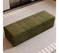 Banco de almacenamiento moderno - Banco de entrada de madera de lujo para el final de la cama, elegante sofá pequeño para nización en el hogar (color: verde, tamaño: 43.3 pulgadas/110 cm)