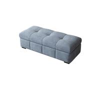 Banco de almacenamiento moderno con capacidad de 235 L, asiento acolchado grueso y reposapiés de madera maciza, ideal para sala de estar, entrada, dormitorio, tienda (100 x 45 x 40 cm, azul claro)