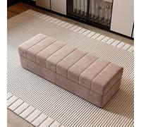 Banco de almacenamiento moderno de madera con asiento tapizado, tapa plegable, banco de entrada, elegante mesita de noche para pasillo y sala de estar (café con leche, 80 cm)