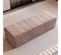 Banco de almacenamiento moderno de madera maciza de lujo, otomano, sofá pequeño para nización del hogar (marrón, 100 cm)