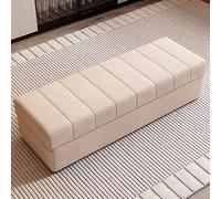Banco de almacenamiento moderno elegante de madera maciza, sofá de entrada, diseño de lujo, solución elegante para el hogar (color: blanco, tamaño: 130 cm)
