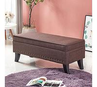 Banco de almacenamiento multifuncional moderno tapizado de algodón y lino, otomana para dormitorio, elegante reposapiés, sofá, banco, 60 x 45 x 40 cm, ideal para decoración del hogar