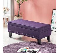 Banco de almacenamiento multifuncional moderno tapizado de algodón y lino, otomana para dormitorio, reposapiés, sofá, banco, 100 x 45 x 40 cm, elegante decoración del hogar