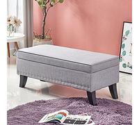 Banco de almacenamiento multifuncional moderno tapizado de algodón y lino, otomana para dormitorio, sala de estar, reposapiés, extremo de la cama, 80 x 45 x 40 cm, elegante solución de decoración del