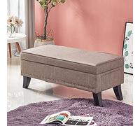 Banco de almacenamiento multifuncional moderno tapizado de algodón y lino, otomano, para dormitorio, reposapiés, sofá, banco de 100 x 45 x 40 cm, elegante decoración del hogar, solución de ahorro de