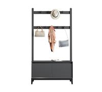 Banco de almacenamiento multifuncional para pasillo con zapatero, perchero esquinero, soporte para paraguas y bolsa, ideal para muebles de entrada para zapatos, sombreros y ropa.