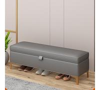 Banco de almacenamiento multifuncional rectangular de piel sintética gris oscuro para entrada, reposapiés, dormitorio, sala de estar, elegante contenedor para nización del hogar (170 cm)