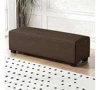 Banco de almacenamiento multifuncional tapizado de piel sintética, zapatero, otomano, asiento de entrada, para dormitorio, sala de estar, vestidor (130 x 40 x 40 cm, café oscuro)