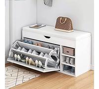 Banco de almacenamiento oculto para zapatos para niños y adultos, tapizado, de cuero, para entrada, color blanco, 80 x 50 x 31 cm, muebles elegantes y funcionales
