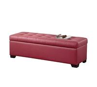 Banco de almacenamiento otomano de terciopelo rojo moderno, asiento tapizado rectangular para sala de estar y entrada, muebles elegantes para cambio de zapatos y decoración del hogar, 100 x 45 x 40 cm