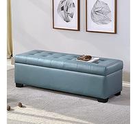 Banco de almacenamiento otomano moderno tapizado rectangular para cambiar zapatos, mueble decorativo para sala de estar y entrada, verde y azul, 90 x 45 x 40 cm