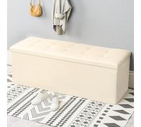 Banco de almacenamiento otomano plegable de cuero grande con tapa, reposapiés tapizado para dormitorio y entrada, juguete versátil y zapato, elegante asiento de cama