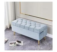Banco de almacenamiento otomano, taburete rectangular tapizado de terciopelo para dormitorio, entrada o sala de estar con patas de metal, organizador multiusos para mantas y mucho más