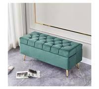 Banco de almacenamiento otomano, taburete rectangular tapizado de terciopelo para dormitorio, entrada o sala de estar con patas de metal, organizador multiusos para mantas y mucho más