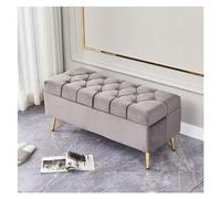Banco de almacenamiento otomano, taburete rectangular tapizado de terciopelo para dormitorio, entrada o sala de estar con patas de metal, organizador multiusos para mantas y mucho más
