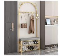 Banco de almacenamiento para árbol de pasillo con 6 ganchos para abrigos, zapatero, 3 en 1, entrada independiente para el dormitorio del hogar, 60 x 20 x 178 cm