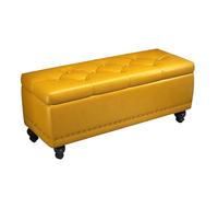 Banco de almacenamiento para interiores, capacidad de 200 kg, banco de entrada, muebles de dormitorio y sala de estar, color amarillo elegante, 23.6 pulgadas, otomana que ahorra espacio para