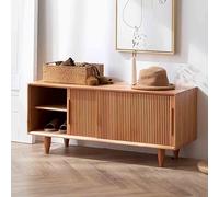 Banco de Almacenamiento para Zapatos para Entrada, Pasillo de Madera con Organizador Cerrado y Asientos, Delgado con Puertas correderas.