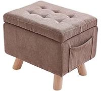 Banco de almacenamiento rectangular de gran capacidad con cojín suave, patas de madera gris, elegante taburete robusto para dormitorio, sala de estar, 60 x 30 x 34 cm, muebles multifuncionales