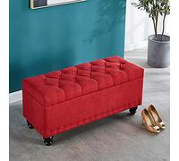 Banco de almacenamiento rectangular moderno tapizado de lino, otomano, asiento de cama, elegante reposapiés para sala de estar, taburete versátil para entrada