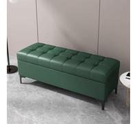 Banco de almacenamiento rectangular tapizado con reposapiés, 40 x 40 x 43 cm, color verde, ideal para dormitorio, sala de estar, entrada, asiento elegante y solución de almacenamiento que ahorra