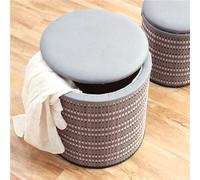 Banco de almacenamiento redondo con asiento y tapa acolchados, reposapiés versátil y taburete decorativo para entrada, sala de estar, cocina, dormitorio