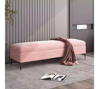 Banco de almacenamiento rosa con cojín de espuma de alta densidad, versátil puf para dormitorio y sala de estar, entrada, otomana, 150 cm, muebles elegantes y funcionales para el hogar