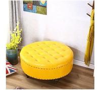 Banco de almacenamiento - Taburete redondo para sofá con patas de madera, tapicería de cuero, soporta 250 kg, perfecto para sala de estar, mesa de té, taburete de cambio de zapatos